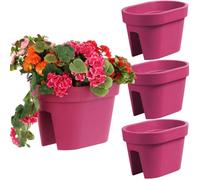 Lot De 3 Bacs À Fleurs Garde-Corps 39,5 Cm X 27 Cm Fuchsia Multicolore