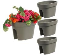 botle Lot de 3 jardinières ovales pour balcon - 39,5 cm - 12,3 l - Pierre grise