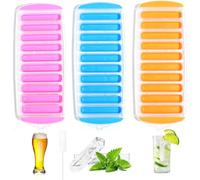 Lot de 3 Bacs à Glaçons en Silicone avec Couvercle, Moule à Glaçons, 10 Cavités, Faciles à Libérer, Moule a Glacon Empilable, Certifié LFGB - Sans BPA, Idéal pour les Sports et les Bouteilles D'eau