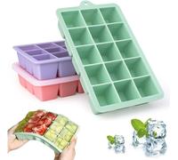 Lot de 3 bacs à glaçons en silicone avec couvercle - Sans BPA, empilables, faciles à démouler pour eau froide, whisky, cocktails, boissons froides et stockage des aliments