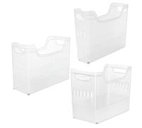 Lot de 3 bacs de rangement pour congélateur avec roulettes, 3 tailles - Bac de rangement transparent avec poignées - Conteneurs à roulettes hauts et étroits pour cuisine, réfrigérateur, salle de bain