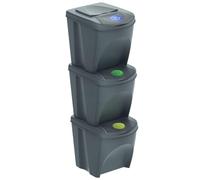 Lot de 3 bacs de recyclage d'une capacité de 75 litres en couleur grise
