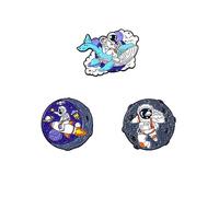 Lot de 3 badges à épingles, motif planète astronaute de dessin animé pour sacs à dos, vêtements et chapeaux, accessoires fantaisie, cadeaux pour femmes et filles, cadeau d'anniversaire, 3Pcs, Métal