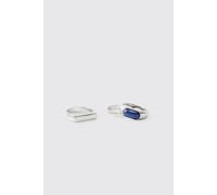 Lot de 3 bagues argentées à motif strassé homme - M/L, argent