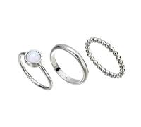 Lot de 3 bagues empilables en argent sterling avec opale - Bague géométrique minimaliste - Deux doigts, 10, Métal, Aucune pierre précieuse