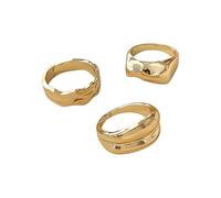 Lot de 3 bagues en métal doré pour femme avec des designs uniques et une breloque durable