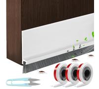 Lot de 3 balais de porte - 100 × 2 cm - Brosse d'étanchéité de sol de porte avec brosse - Découpable - Avec ciseaux - Pour portes intérieures et avant - Blanc