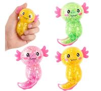 Lot de 3 balles anti-stress Squishy Axolotl Jaune, rose, vert clair
