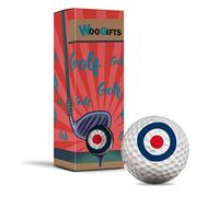Lot de 3 balles de golf dans la boîte - Symbole rond de la RAF Mod Rétro blague drôle de golf fan de golfeur club sport mariage papa mari ami hommes garçons ballon cadeau #215