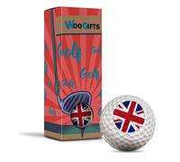 Lot de 3 balles de golf dans la boîte - Union Jack UK Drapeau Angleterre blague drôle golfeur fan club sport mariage papa mari ami homme garçon ballon cadeau #9067