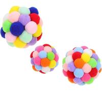 Lot de 3 balles de jeu en peluche pour animal de compagnie, chat interactif coloré pour tuer le temps et griffer Convient pour un design robuste et résistant aux morsures Belle finition
