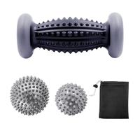 Lot de 3 balles de massage des pieds avec 1 sac de rangement noir, rouleau de massage pour les pieds, les fascias, les jambes, les mains, les épaules