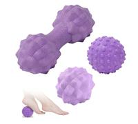 Lot de 3 balles de massage pour fascias, balle de gel pour massage des pieds, arachide, balle de massage à picots, balle dure à picots, réflexologie pour le dos, les jambes, les pieds, les mains