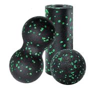 Lot de 3 balles de massage pour fascias, balle de massage des fascias, balle unique + double balle + petit rouleau de fascia (vert)