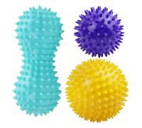 Lot de 3 balles de massage pour fascias, balles de massage hérisson avec picots, balles de massage rigides, pour le dos, les jambes, les pieds, les mains, la relaxation musculaire