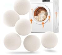 Lot de 3 balles de séchage en laine naturelle réutilisables pour adoucir le linge, réduire le temps de séchage, réduire les plis et les peluches, convient à tous les sèche-linge