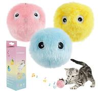Lot de 3 balles pour chat avec bruit interactif avec 3 couleurs d'herbe à chat - Jouet pour chat - Jouet pour chat - Offre des sons d'animaux réalistes