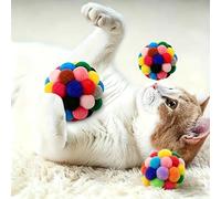 Lot de 3 balles pour chat - Balle élastique en peluche douce, jouet à mâcher interactif pour chats et chatons d'intérieur, résiste aux morsures ludiques et aux sauts sauvages pour des rebonds heureux
