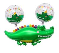 Lot de 3 Ballons Crocodiles Verts en Aluminium - Décoration d'Anniversaire pour Fille et Garçon - Cadeau Crocodile