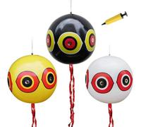 Lot de 3 ballons épouvantail pour oiseaux avec yeux réfléchissants et bandes éclatantes, effrayant les oiseaux, ballons de borne pour oiseaux avec pompe pour ballons