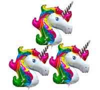 Lot de 3 ballons gonflables licorne « Licorne » (61 cm) - Animaux fantaisie - Décoration d'anniversaire d'enfant - Fête scolaire - Cadeau