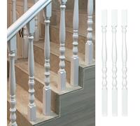 Lot de 3 balustres d'escalier en bois blanc pour escaliers intérieurs - Kit élégant pour rénovation de loft et villa