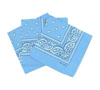 Lot de 3 bandanas paisley - Foulard coton motif cachemire vendu par 3 - Bleu clair - Taille Unique