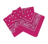 Lot de 3 bandanas paisley - Foulard coton motif cachemire vendu par 3 - Fuschia - Taille Unique