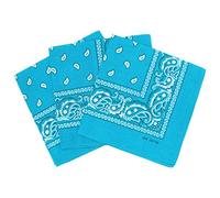 Lot de 3 bandanas paisley - Foulard coton motif cachemire vendu par 3 - Turquoise - Taille Unique