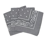 Lot de 3 bandanas paisley gris foncé - Foulard coton motif cachemire vendu par 3 - taille unique
