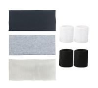 Lot De 3 Bandeaux, 2 Paires De Bracelets Absorbant La Transpiration, Bandeaux Noirs, Bandeaux Larges Pour Femme, Bandeaux De Sport, Bandeaux De Course, Bandeaux Élastiques, Bandeaux En Tissu