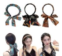 Lot de 3 bandeaux à cheveux en tissu satiné, style rétro, nœud croisé, ruban pour cheveux pour femme, tendance et réglable avec nœud papillon