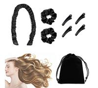 Lot de 3 bandeaux à friser doux sans chauffage, bandeau en fer à friser pour dormir, outils de coiffure pour cheveux moyens et longs et 4 pinces à bec de canard, 1 sac de rangement