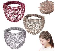 Lot de 3 bandeaux à perles florales, élégants, pour femme, avec perles en dentelle, perles en dentelle, style bohème, extensibles, élastiques, pour mariages et tous les jours, taille unique
