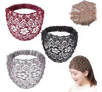 Lot de 3 bandeaux à perles florales, élégants, pour femme, avec perles en dentelle, perles en dentelle, style bohème, extensibles, élastiques, pour mariages et tous les jours, taille unique