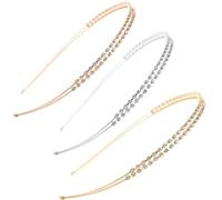 Lot de 3 bandeaux à strass double couche - Antidérapants - Pour femme - Accessoire de cheveux pour un port quotidien - Mélange de couleurs
