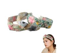 Lot de 3 bandeaux brodés floraux, bandeaux de printemps pour femmes, accessoires de cheveux fins, confortables et respirants, design antidérapant, pour cheveux de femme
