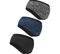 Lot de 3 Bandeaux Cache-Oreilles avec Cache-Oreilles pour Une Utilisation en extérieur - pour Le Sport et Le Fitness (Noir, Bleu, Noir et écrit)