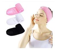 Lot de 3 bandeaux de maquillage en tissu éponge extensible pour le lavage du visage, le bain, les soins de la peau, le yoga et le sport - Rose