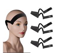 Lot de 3 bandeaux de perruque antidérapants pour perruques avec dentelle frontale, bandeau élastique indolore avec courbure d'oreille en forme de C, ajustement sûr pour femme, noir
