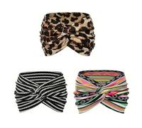 Lot de 3 bandeaux de yoga imprimés en forme de croix, style bohème, motif cachemire, antidérapants pour femmes (S-C)