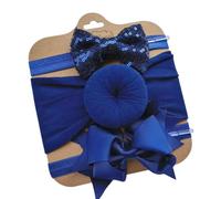 Lot de 3 bandeaux élastiques en nylon avec paillettes - Pour bébé fille et nouveau-né - Pour baptême, fête, photographie - Bleu roi