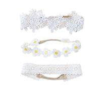 Lot de 3 bandeaux élégants en dentelle brodée pour nouveau-nés avec haute élasticité et doux pour une protection douce de la peau