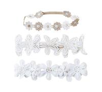 Lot de 3 bandeaux élégants en dentelle brodée pour nouveau-nés avec haute élasticité et doux pour une protection douce de la peau