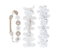 Lot de 3 bandeaux élégants en dentelle brodée pour nouveau-nés avec haute élasticité et doux pour une protection douce de la peau