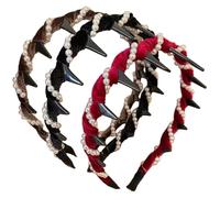 Lot de 3 bandeaux en perles avec dents antidérapantes style vintage élégants pour femmes à double usage tendance cadeaux