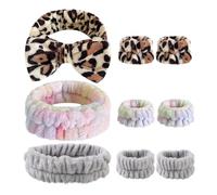 Lot De 3 Bandeaux Et 3 Paires De Bracelets, Bandeaux En Peluche Douce, Bandeaux Pour Laver Le Visage, Bandeaux Élastiques, Accessoires De Soins De La Peau