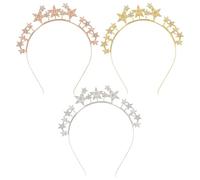 Lot De 3 Bandeaux Étoiles, Bandeaux Étoiles À Cinq Branches Avec Strass, Bandeaux De Fête Tendance, Bandeaux À Paillettes, Accessoires Pour Cheveux De Vacances Pour Enfants Et Adultes