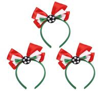 Lot de 3 bandeaux fantaisie pour match de football avec breloque en forme de botknot - Accessoires pour cheveux - Pour événements sportifs