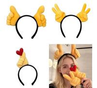 Lot de 3 bandeaux modernes avec geste de la main - Expressif - Cœur - Signe de la victoire - Multi-usage - Pour adultes - Halloween et Noël